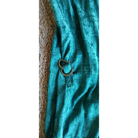 Rock & Republic Womens Long Sleeve Shirt Blouse Large Emerald Green  80s Retro - Picture 7 of 9